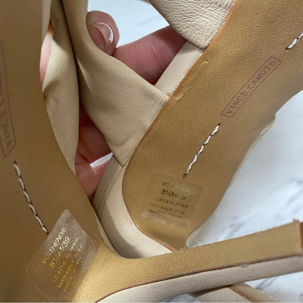 Vince Camuto Thendie Tan Leather Heeled Sandal 8 1/2